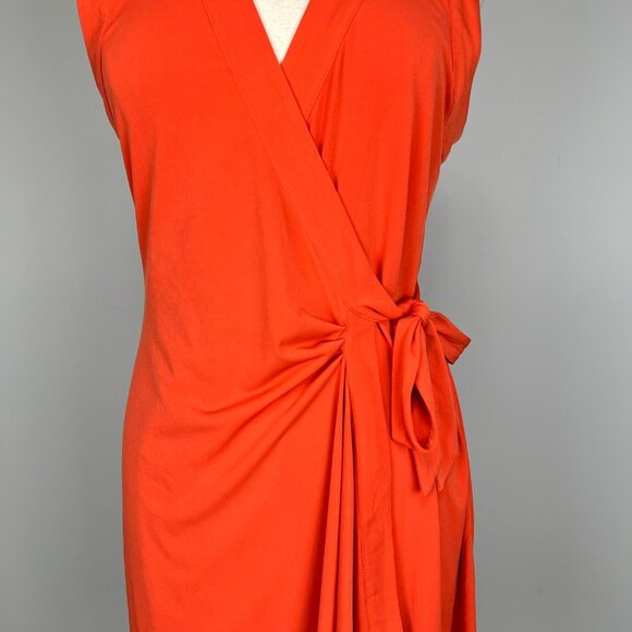 BCBGMaxAzria Womens Sleeveless Wrap Mini Dress Red Clay Orange size Large - Picture 4 of 14